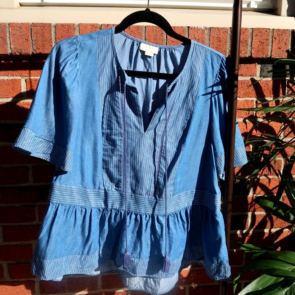 Kate Spade peplum denim chambray top